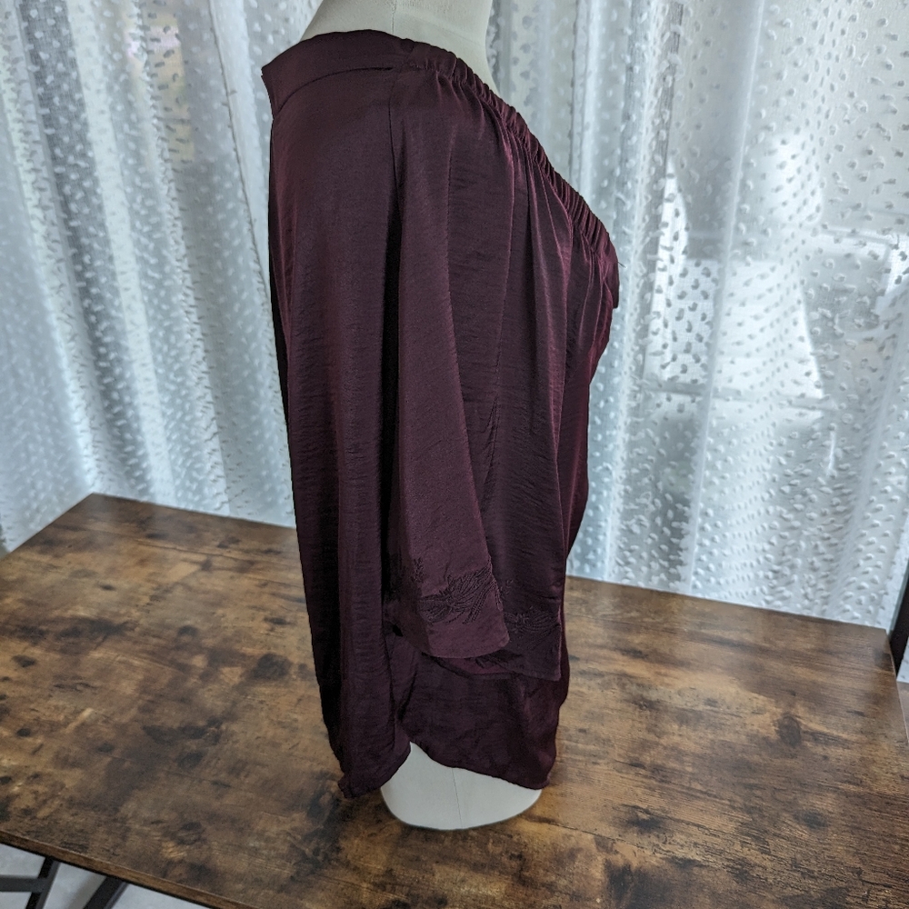 NWT Jennifer Lopez Burgundy Blouse - Picture 5 of 8